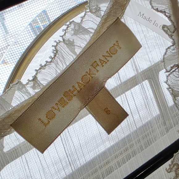 LoveShackFancy Rosney Sheer Ivory Lace Long Sleeve Dress - Picture 6 of 8